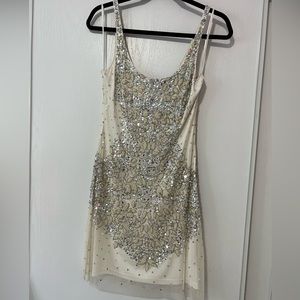 Beaded ivory mini dress
